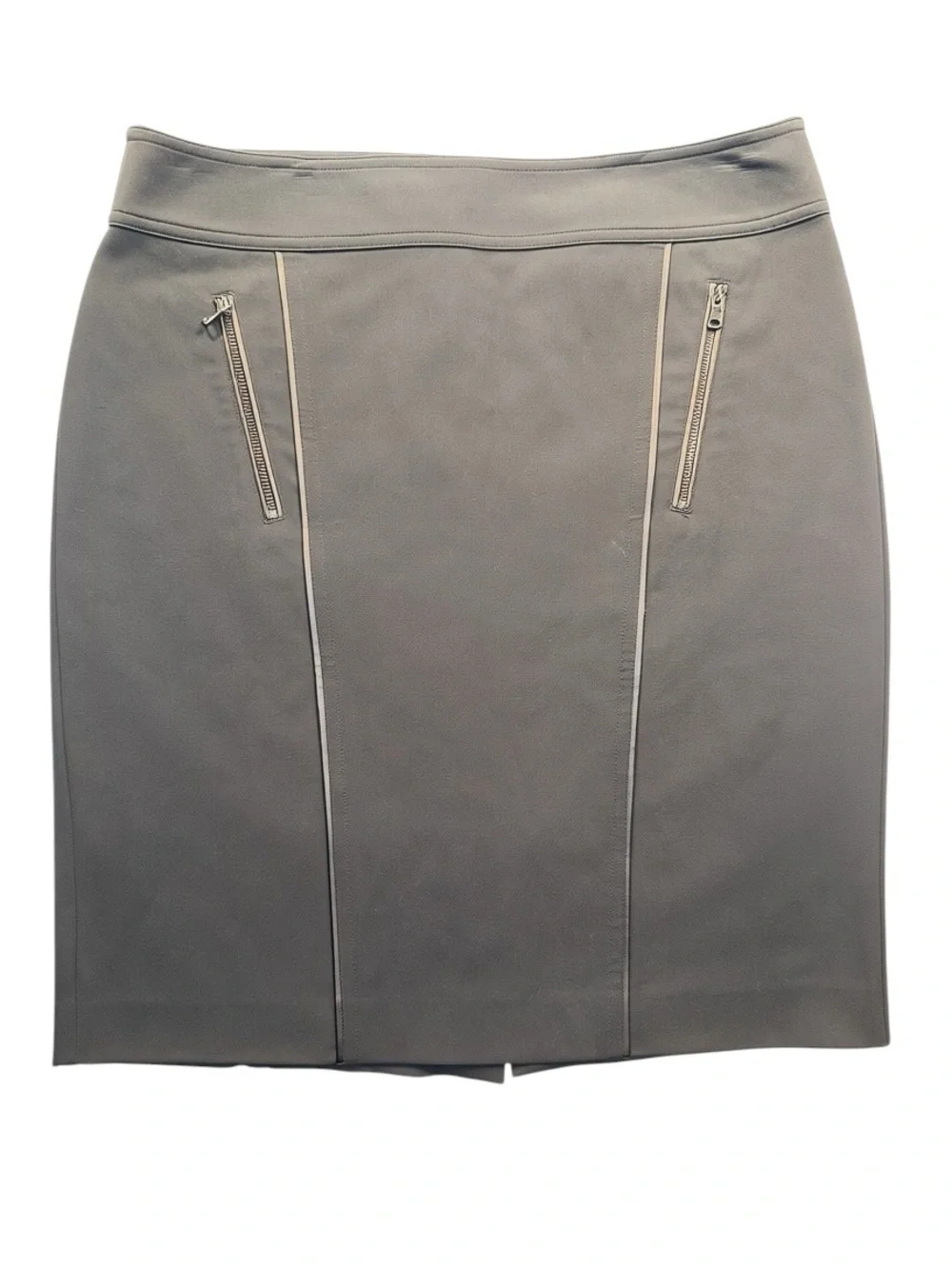 Ann Taylor Size 12 Grey Cotton Pencil Skirt Front Zip Clubwear Work Attire
